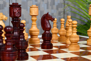 Northern Traditional Art Collector Edition Carved King & Queen Face Chess Pieces in Bud Rosewood & Boxwood – 5.1” King