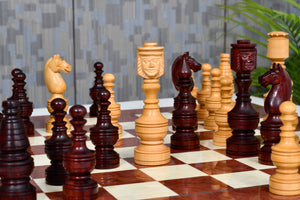 Northern Traditional Art Collector Edition Carved King & Queen Face Chess Pieces in Bud Rosewood & Boxwood – 5.1” King