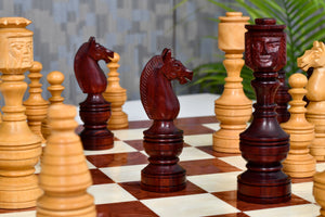 Northern Traditional Art Collector Edition Carved King & Queen Face Chess Pieces in Bud Rosewood & Boxwood – 5.1” King
