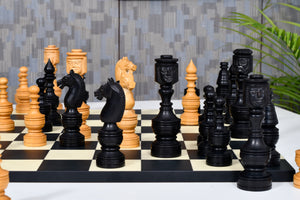 The Northern Traditional Art Collector Edition Carved King & Queen Face Chess Pieces in Ebonized & Boxwood – 5.1” King