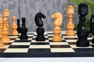 The Northern Traditional Art Collector Edition Carved King & Queen Face Chess Pieces in Ebonized & Boxwood – 5.1” King