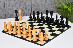 The Northern Traditional Art Collector Edition Carved King & Queen Face Chess Pieces in Ebonized & Boxwood – 5.1” King