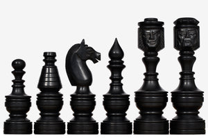 The Northern Traditional Art Collector Edition Carved King & Queen Face Chess Pieces in Ebonized & Boxwood – 5.1” King