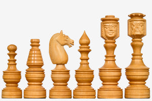 The Northern Traditional Art Collector Edition Carved King & Queen Face Chess Pieces in Ebonized & Boxwood – 5.1” King