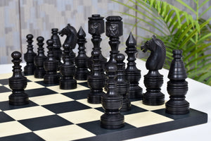 The Northern Traditional Art Collector Edition Carved King & Queen Face Chess Pieces in Ebonized & Boxwood – 5.1” King