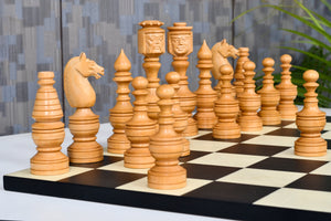 The Northern Traditional Art Collector Edition Carved King & Queen Face Chess Pieces in Ebonized & Boxwood – 5.1” King