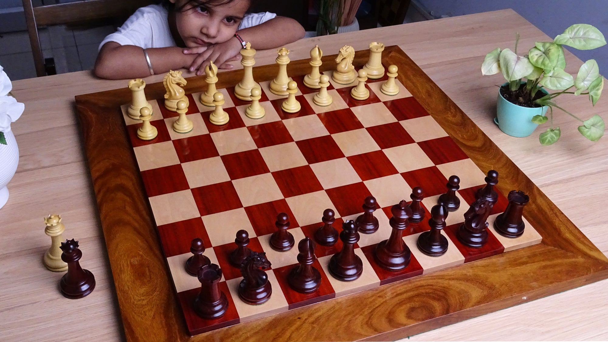Weighted Chess Pieces in Padauk Wood