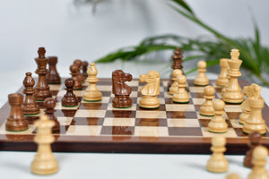 French Lardy Exclusive Wooden Chess Pieces – Handcrafted in Sheesham & Boxwood | 3" King with Extra Queens