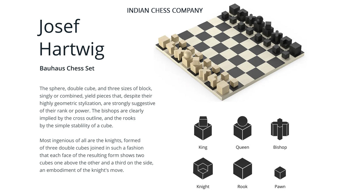 1924 Josef Hartwig Bauhaus Chess Pieces in Sheesham and Boxwood - 1.9" King