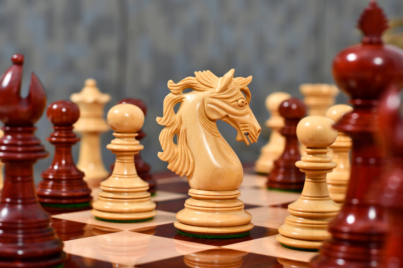 American Adios Series Luxury Chess Pieces in Bud Rosewood / Boxwood - 4.4" King