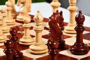 French Warrior Luxury Wooden Chess Pieces in Bud Rosewood & Boxwood - 4.4" King