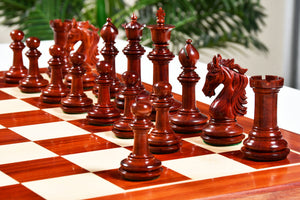 French Warrior Luxury Wooden Chess Pieces in Bud Rosewood & Boxwood - 4.4" King