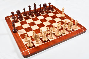 French Warrior Luxury Wooden Chess Pieces in Bud Rosewood & Boxwood - 4.4" King