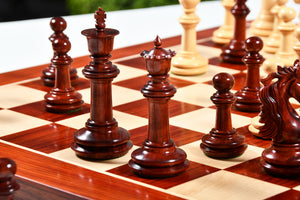French Warrior Luxury Wooden Chess Pieces in Bud Rosewood & Boxwood - 4.4" King