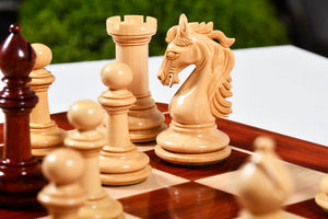 French Warrior Luxury Wooden Chess Pieces in Bud Rosewood & Boxwood - 4.4" King
