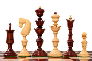 Reproduced Antique Series Wooden Chess Pieces in Bud Rosewood & Boxwood - 5.95" King