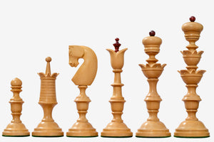 Reproduced Antique Series Wooden Chess Pieces in Bud Rosewood & Boxwood - 5.95" King