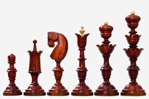 Reproduced Antique Series Wooden Chess Pieces in Bud Rosewood & Boxwood - 5.95" King