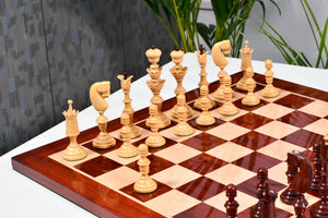 Reproduced Antique Series Wooden Chess Pieces in Bud Rosewood & Boxwood - 5.95" King