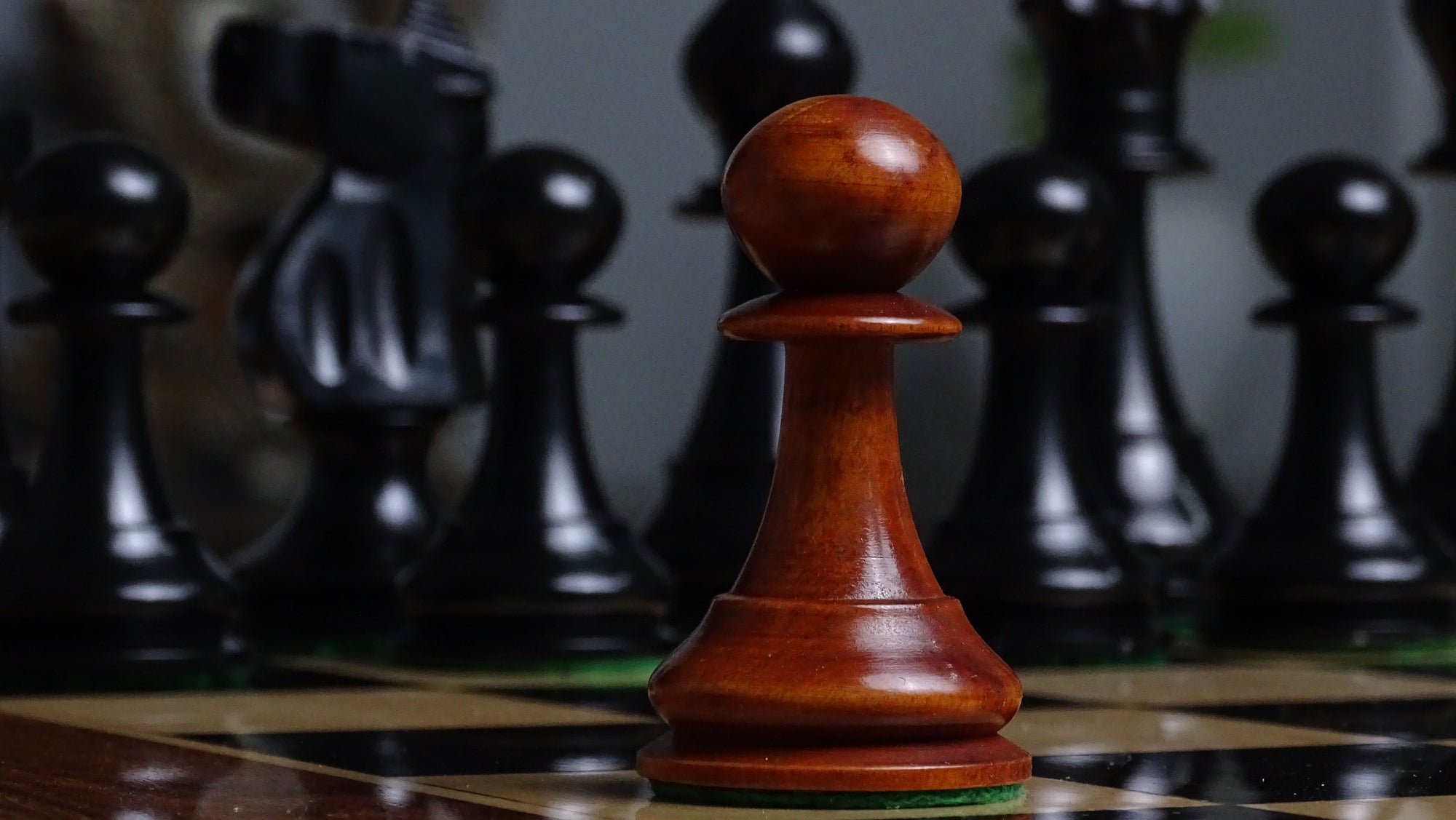 The 1973 Philippines Repro International Tournament Chess Pieces in 4.2 Inch King Ebonized & Antique Boxwood - 1350 Grams