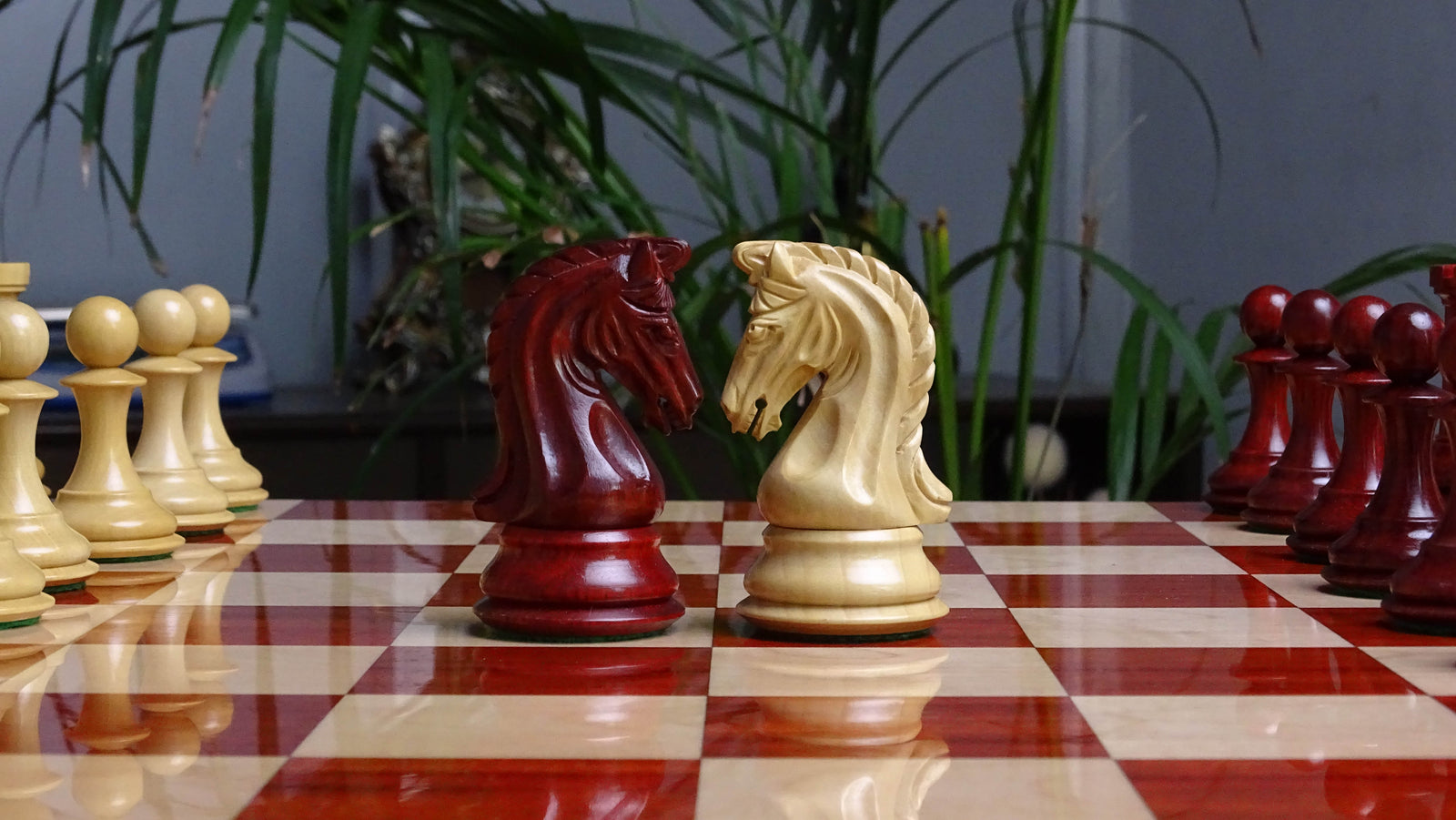 The 4.4 Inch Luxury Imperial Collector Series Artisan Chess Pieces Triple Weighted in Bud Rosewood and Boxwood - 1800 GMS