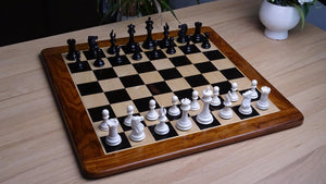 1849 Reproduction Cooke Type 3.5 Inch King Chess Piece in Camel Bone in Varnished White and Black - 800 Gms Weight