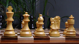 The Repro of French Lardy Wooden Chess Pieces in Ebonized Boxwood 3 ¾ Inch King - 1240 GMS Weight