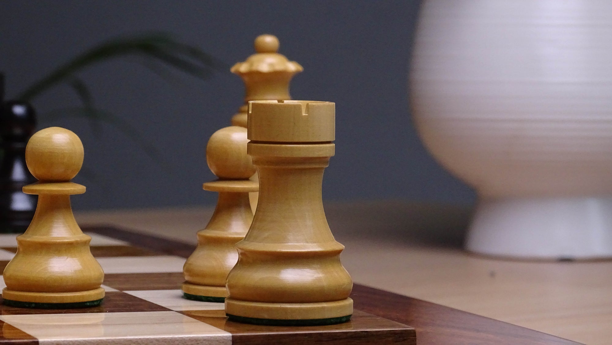 The Repro of French Lardy Wooden Chess Pieces in Ebonized Boxwood 3 ¾ Inch King - 1240 GMS Weight