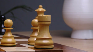 The Repro of French Lardy Wooden Chess Pieces in Ebonized Boxwood 3 ¾ Inch King - 1240 GMS Weight