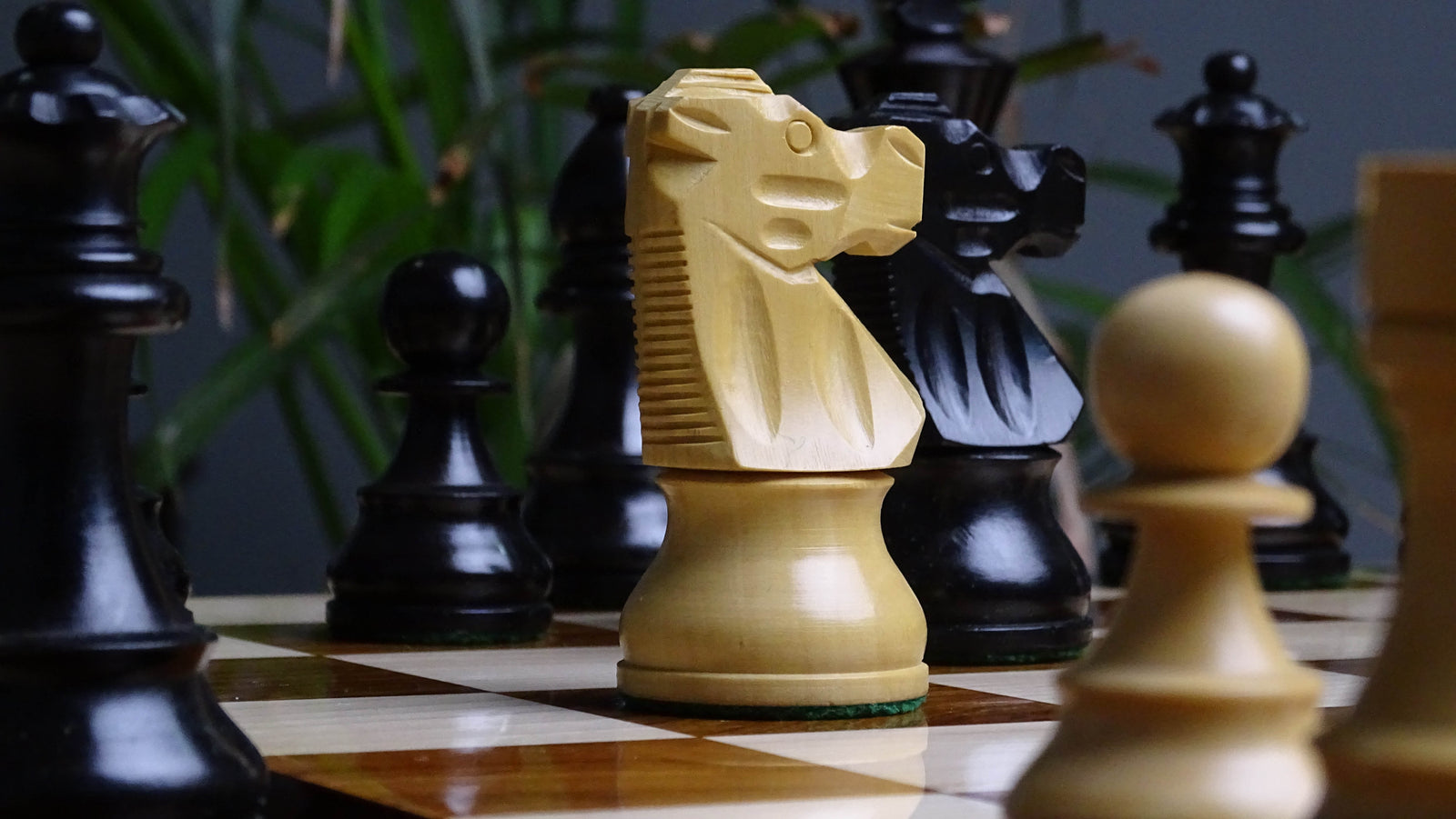 The Repro of French Lardy Wooden Chess Pieces in Ebonized Boxwood 3 ¾ Inch King - 1240 GMS Weight