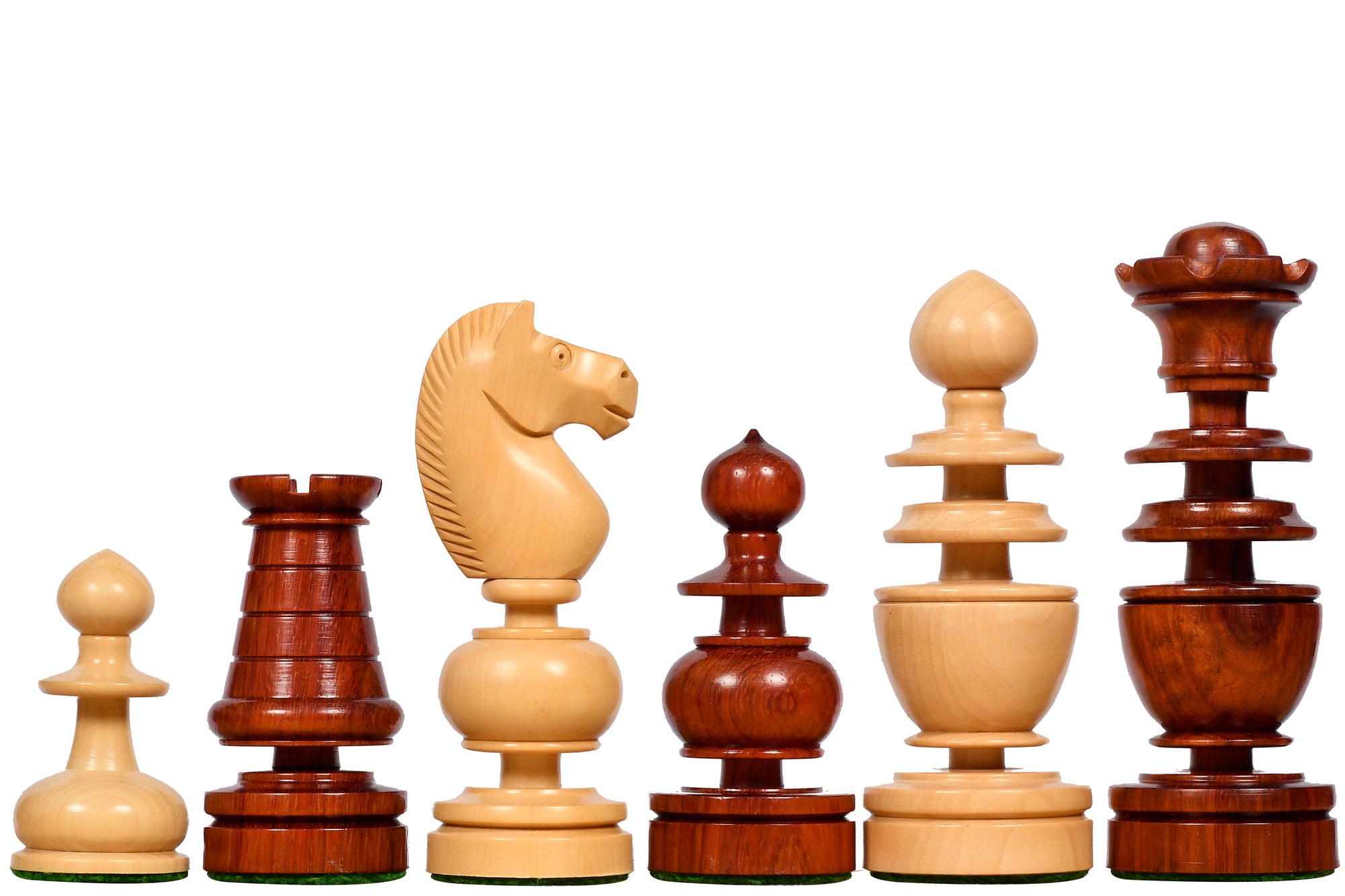 Reproduced Antique Series French Regency Chess Pieces in Bud Rosewood & Boxwood - 4.2" King