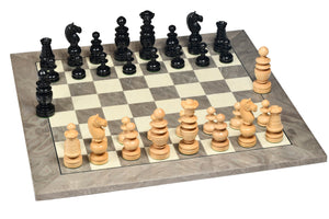 Reproduced Antique Series Regency Chess Pieces in Ebony and Box Wood - 4.3" King