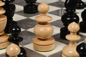 Reproduced Antique Series Regency Chess Pieces in Ebony and Box Wood - 4.3" King