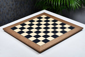 Wooden Deluxe Black Dyed Poplar & Sycamore with Matte Finish Chess Board 24" - 60 mm