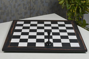 Wooden Chess Board in Deluxe Black Dyed Poplar & White Erable Look with Epoxy Matte Finish -21"  55 mm