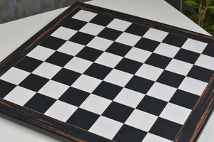 Wooden Chess Board in Deluxe Black Dyed Poplar & White Erable Look with Epoxy Matte Finish -21"  55 mm