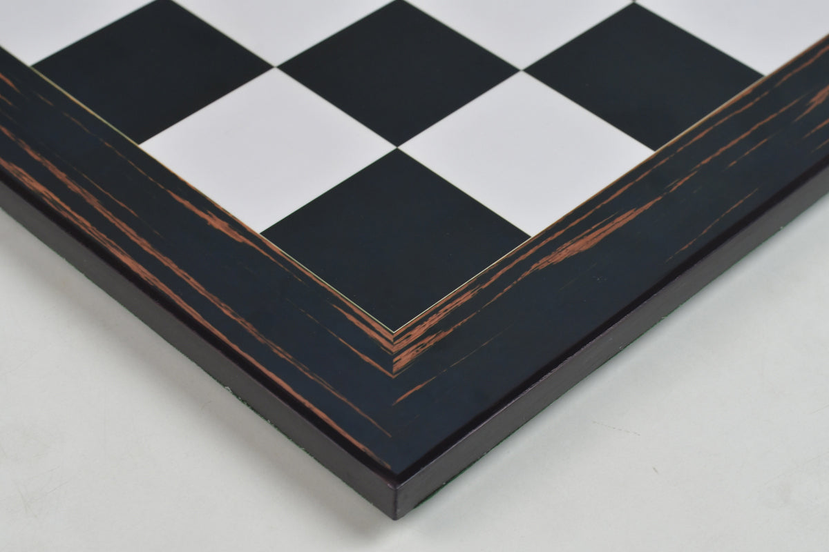 Wooden Chess Board in Deluxe Black Dyed Poplar & White Erable Look with Epoxy Matte Finish -21"  55 mm