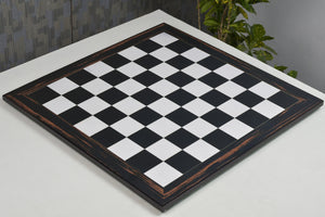 Wooden Chess Board in Deluxe Black Dyed Poplar & White Erable Look with Epoxy Matte Finish -21"  55 mm