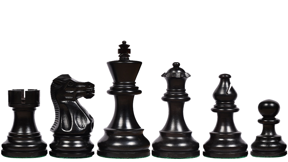 The Smokey Staunton Series Chess Pieces in Ebonized boxwood & Natural Boxwood- 3.8" King