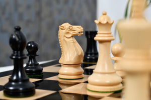 The Grandmaster Staunton Series Chess Pieces - 3.75" King in Ebonized Boxwood & Natural Boxwood - 1100 grams