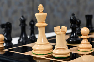 The Grandmaster Staunton Series Chess Pieces - 3.75" King in Ebonized Boxwood & Natural Boxwood - 1100 grams