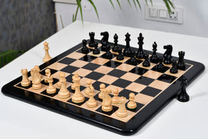 The Grandmaster Staunton Series Chess Pieces - 3.75" King in Ebonized Boxwood & Natural Boxwood - 1100 grams