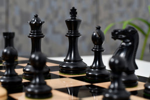 The Grandmaster Staunton Series Chess Pieces - 3.75" King in Ebonized Boxwood & Natural Boxwood - 1100 grams