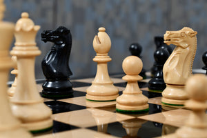 The Grandmaster Staunton Series Chess Pieces - 3.75" King in Ebonized Boxwood & Natural Boxwood - 1100 grams