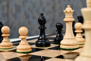 The Grandmaster Staunton Series Chess Pieces - 3.75" King in Ebonized Boxwood & Natural Boxwood - 1100 grams