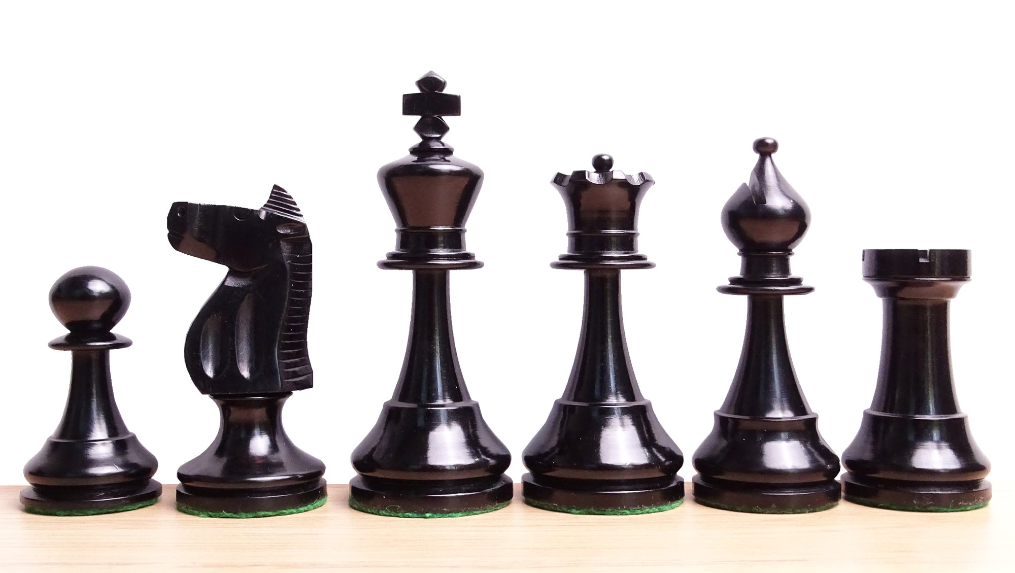The 1973 Philippines Repro International Tournament Chess Pieces in 4.2 Inch King Ebonized & Antique Boxwood - 1350 Grams