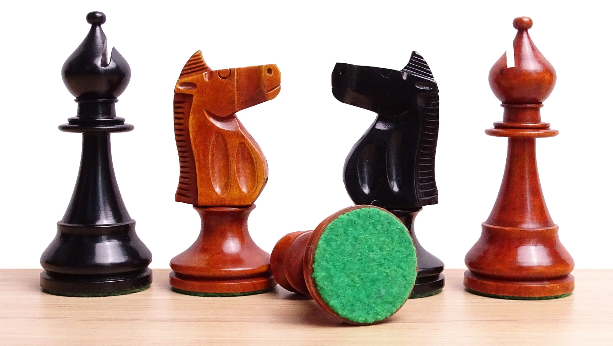The 1973 Philippines Repro International Tournament Chess Pieces in 4.2 Inch King Ebonized & Antique Boxwood - 1350 Grams