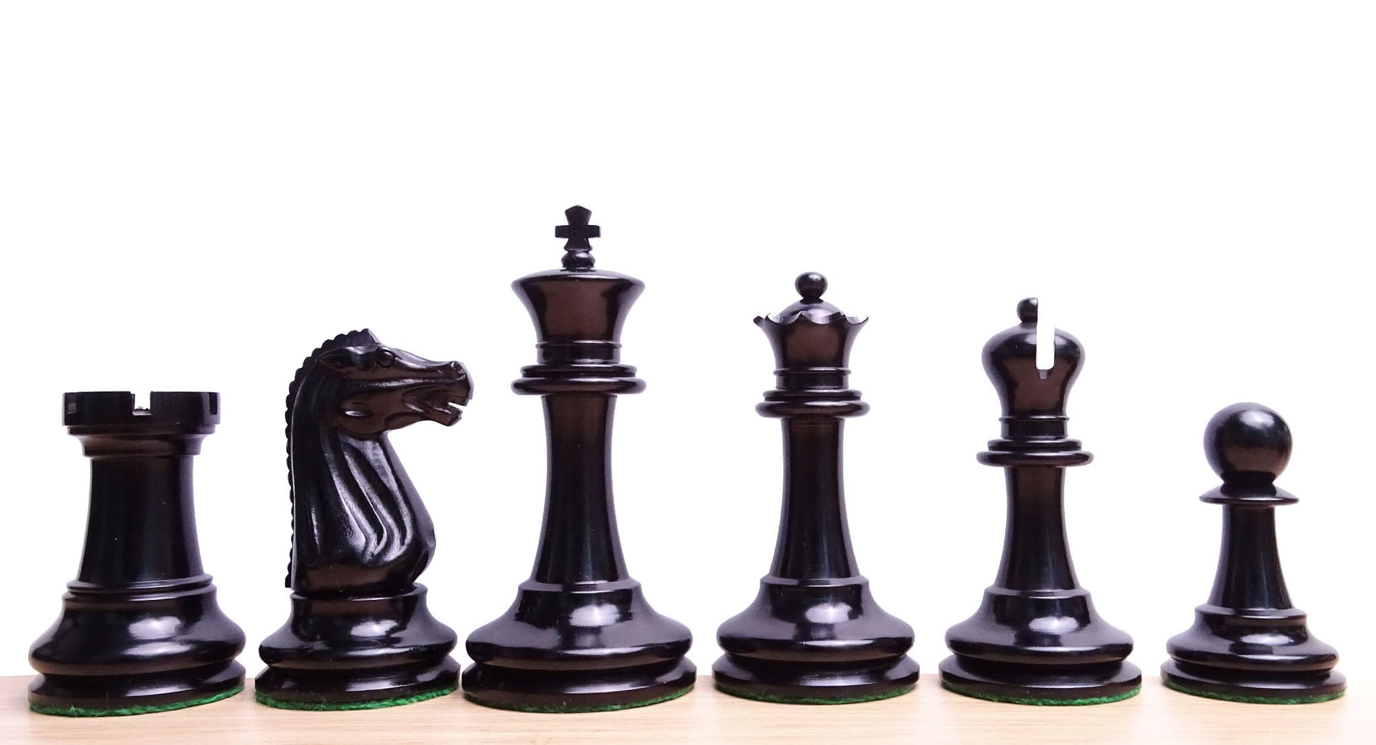 Circa 1887 Turner Teich Soviet-Staunton Style Weighted 4" Chess Pieces in Ebony & Antiqued Boxwood - 1700 Grams Weight