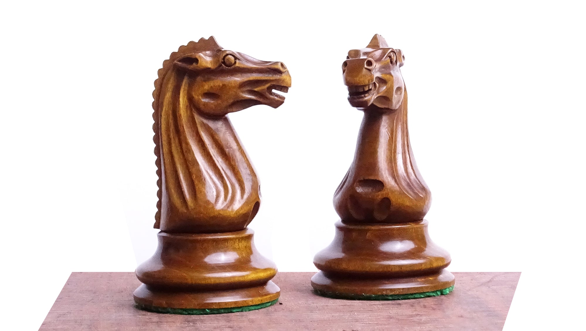 Circa 1887 Turner Teich Soviet-Staunton Style Weighted 4" Chess Pieces in Ebony & Antiqued Boxwood - 1700 Grams Weight