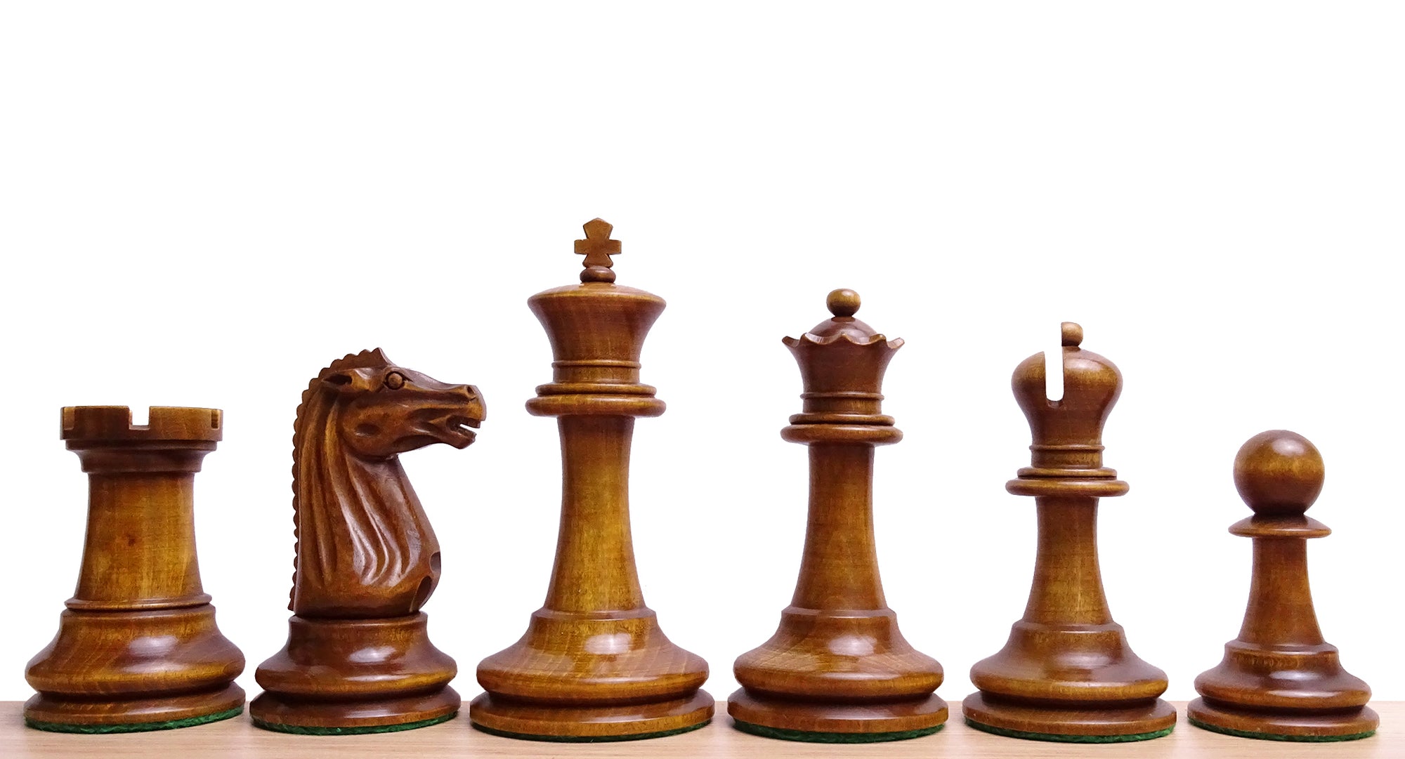 Circa 1887 Turner Teich Soviet-Staunton Style Weighted 4" Chess Pieces in Ebony & Antiqued Boxwood - 1700 Grams Weight